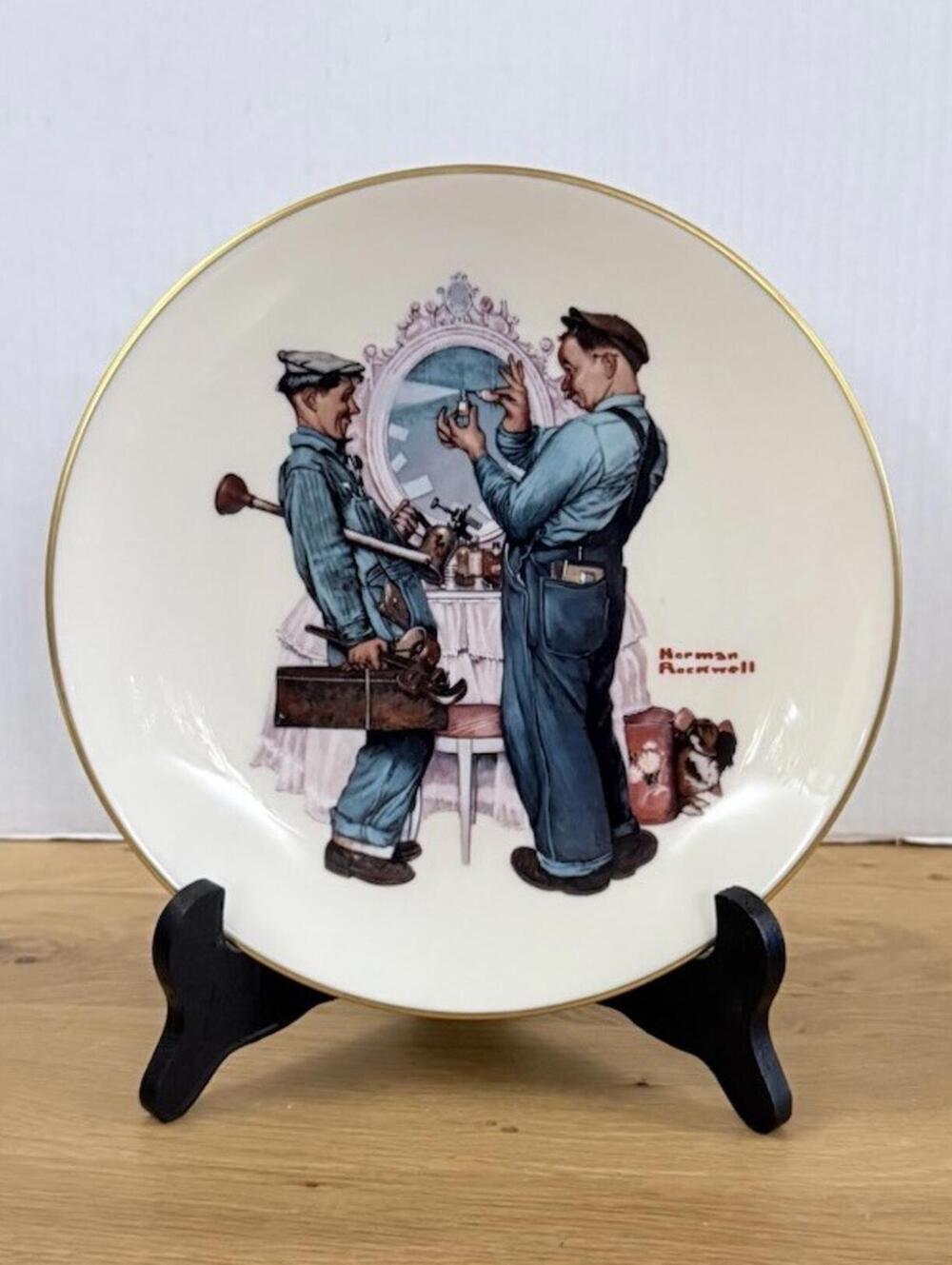 Vintage Collectible Norman Rockwell Danbury Mint Plate "Plumbers" 1978